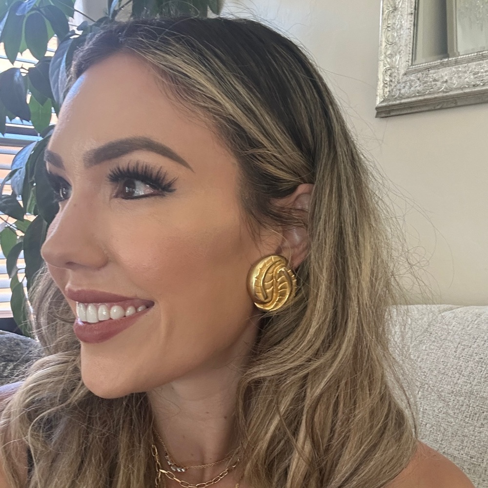 Gold Leaf Clip-On Earrings - Picture 5 of 6